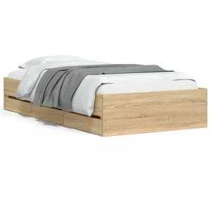 vidaXL Cadre de lit et tiroirs chêne sonoma 90x190cm bois d'ingénierie pas cher