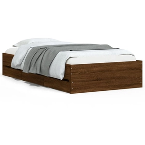 vidaXL Cadre de lit et tiroirs chêne marron 90x200cm bois d'ingénierie pas cher
