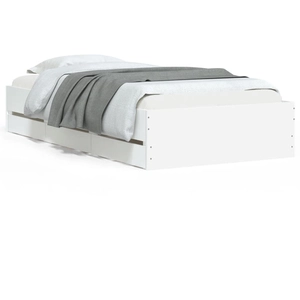 Comparateur de prix : vidaXL Cadre de lit avec tiroirs blanc 90x200 cm bois d'ingénierie
