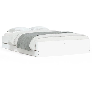 vidaXL Cadre de lit avec tiroirs blanc 140x190cm bois d'ingénierie pas cher
