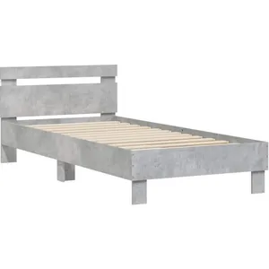 vidaXL Cadre de lit tête de lit et lumières LED gris béton 90x190 cm pas cher