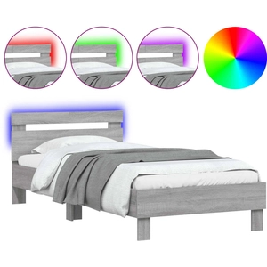 vidaXL Cadre de lit tête de lit et lumières LED sonoma gris 100x200 cm pas cher