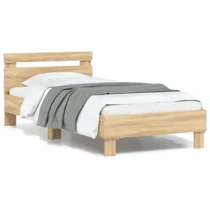 Comparateur de prix : vidaXL Cadre de lit tête de lit et lumières LED chêne sonoma 90x200 cm