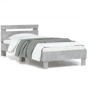 vidaXL Cadre de lit tête de lit et lumières LED gris béton 90x200 cm pas cher