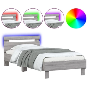 vidaXL Cadre de lit tête de lit et lumières LED sonoma gris 90x200 cm pas cher