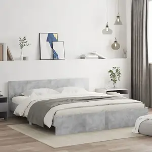 vidaXL Cadre de lit avec tête de lit gris béton 180x200 cm pas cher
