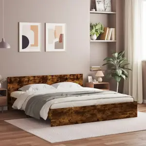 Comparateur de prix : vidaXL Cadre de lit avec tête de lit chêne fumé 180x200 cm