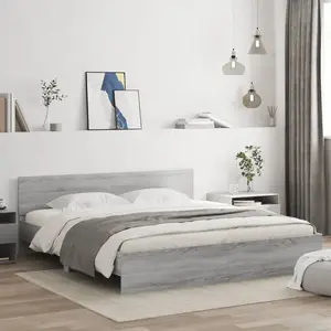 vidaXL Cadre de lit avec tête de lit sonoma gris 180x200 cm pas cher