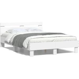 vidaXL Cadre de lit avec tête de lit blanc 120x190cm bois d'ingénierie pas cher