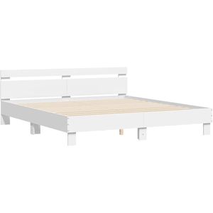 vidaXL Cadre de lit avec tête de lit blanc 160x200cm bois d'ingénierie pas cher