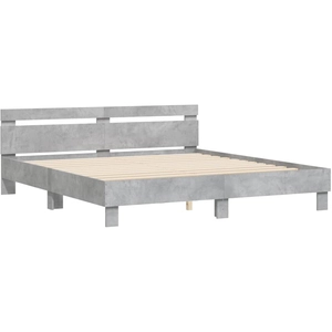 vidaXL Cadre de lit avec tête de lit gris béton 160x200 cm pas cher