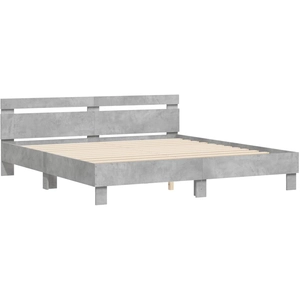 vidaXL Cadre de lit avec tête de lit gris béton 200x200 cm pas cher