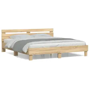 vidaXL Cadre de lit avec tête de lit chêne sonoma 180x200 cm pas cher