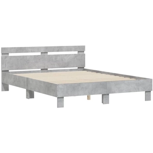 vidaXL Cadre de lit avec tête de lit gris béton 140x190 cm pas cher