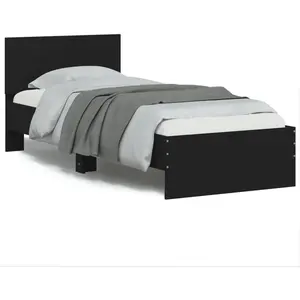 vidaXL Cadre de lit avec tête de lit et lumières LED noir 75x190 cm pas cher