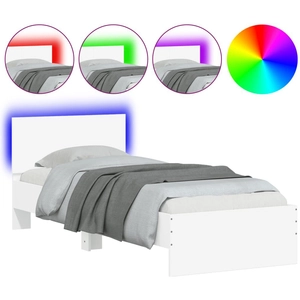 vidaXL Cadre de lit avec tête de lit et lumières LED blanc 90x190 cm pas cher