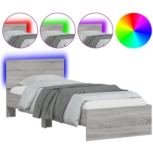 Comparateur de prix : vidaXL Cadre de lit tête de lit et lumières LED sonoma gris 100x200 cm
