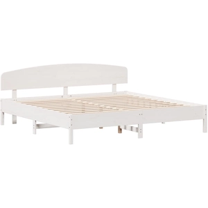 vidaXL Cadre de lit avec tête de lit blanc 75x190cm bois de pin massif pas cher
