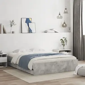 vidaXL Cadre de lit et tiroirs gris béton 140x200 cm bois d'ingénierie pas cher