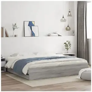 Comparateur de prix : vidaXL Cadre de lit à tiroirs sonoma gris 160x200 cm bois d'ingénierie