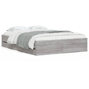 vidaXL Cadre de lit à tiroirs sonoma gris 150x200 cm bois d'ingénierie pas cher