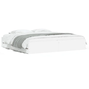 vidaXL Cadre de lit avec tiroirs blanc 200x200 cm bois d'ingénierie pas cher