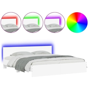vidaXL Cadre de lit avec tête de lit et LED blanc 200x200 cm pas cher