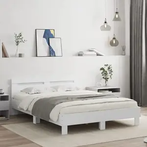 vidaXL Cadre de lit avec tête de lit et LED blanc 140x200 cm pas cher