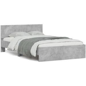vidaXL Cadre de lit avec tête de lit gris béton 135x190 cm pas cher