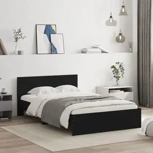 vidaXL Cadre de lit avec tête de lit noir 120x190 cm pas cher