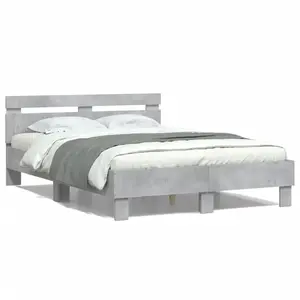vidaXL Cadre de lit avec tête de lit et LED gris béton 120x200 cm pas cher