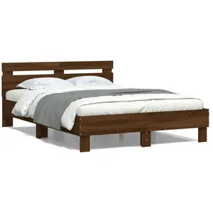 vidaXL Cadre de lit avec tête de lit et LED chêne marron 120x200 cm pas cher