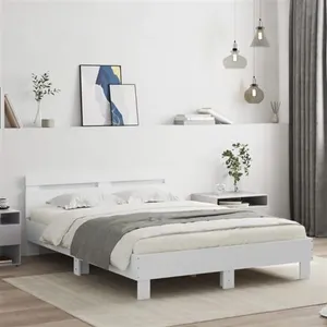 Comparateur de prix : vidaXL Cadre de lit avec tête de lit et LED blanc 140x190 cm