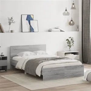 vidaXL Cadre de lit avec tête de lit sonoma gris 120x200 cm pas cher
