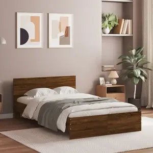 vidaXL Cadre de lit avec tête de lit chêne marron 120x200 cm pas cher