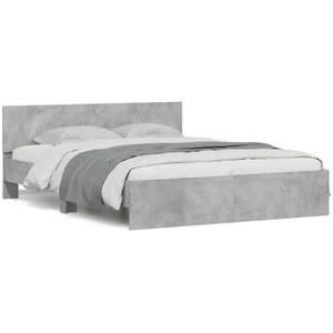 vidaXL Cadre de lit avec tête de lit gris béton 140x190 cm pas cher