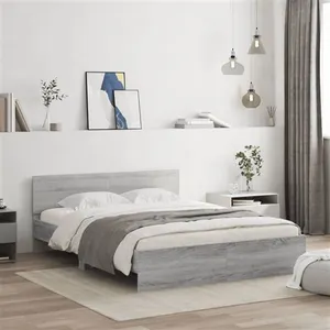 vidaXL Cadre de lit avec tête de lit sonoma gris 140x190 cm pas cher