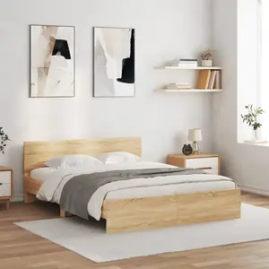 Comparateur de prix : vidaXL Cadre de lit avec tête de lit chêne sonoma 140x200 cm