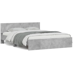 vidaXL Cadre de lit avec tête de lit gris béton 140x200 cm pas cher