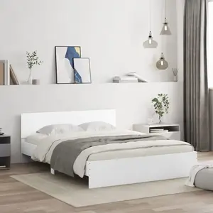 vidaXL Cadre de lit avec tête de lit blanc 140x200 cm pas cher