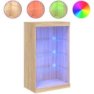 vidaXL Buffet avec lumières LED chêne sonoma 60,5x37x100 cm pas cher