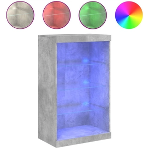 vidaXL Buffet avec lumières LED gris béton 60,5x37x100 cm pas cher