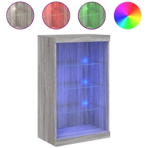 vidaXL Buffet avec lumières LED sonoma gris 60,5x37x100 cm pas cher