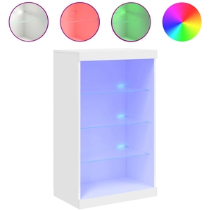 vidaXL Buffet avec lumières LED chêne marron 60,5x37x100 cm pas cher