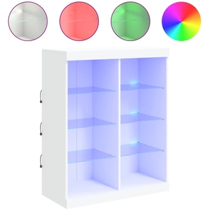 vidaXL Buffet avec lumières LED blanc 81x37x100 cm pas cher