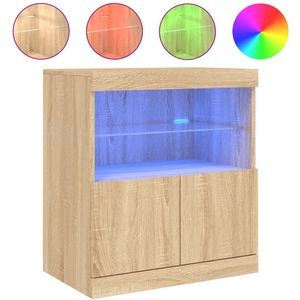 vidaXL Buffet avec lumières LED chêne sonoma 60x37x67 cm pas cher