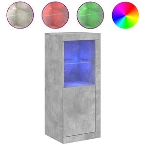 vidaXL Buffet avec lumières LED gris béton 41x37x100 cm pas cher