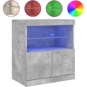 vidaXL Buffet avec lumières LED gris béton 60x37x67 cm pas cher