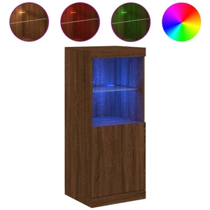 vidaXL Buffet avec lumières LED chêne marron 41x37x100 cm pas cher