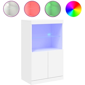 vidaXL Buffet avec lumières LED blanc 60,5x37x100 cm pas cher